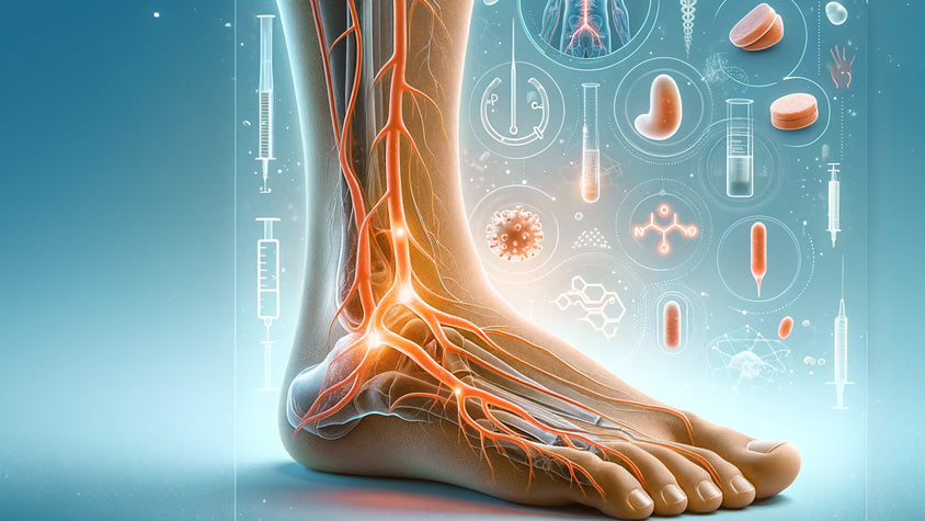 Rappresentazione del piede umano e del suo sistema circolatorio.