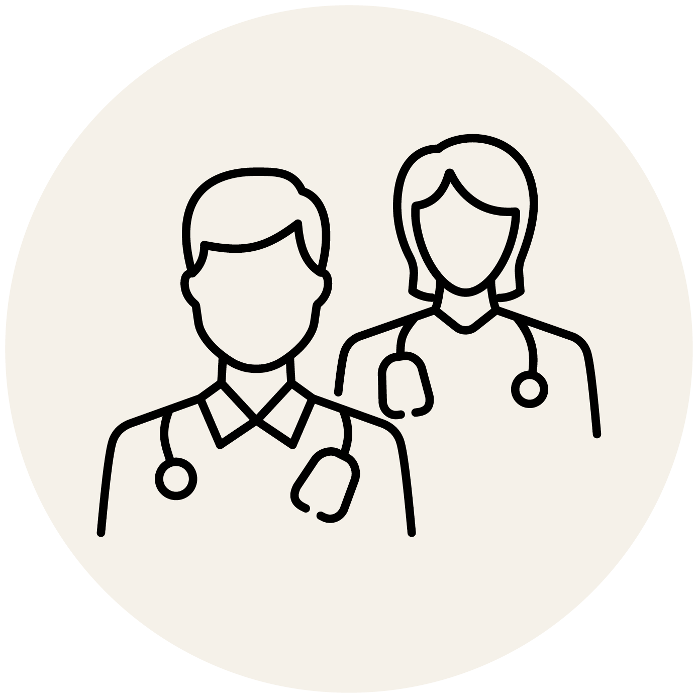 Icona di due dottori, uno maschio e uno femmina.