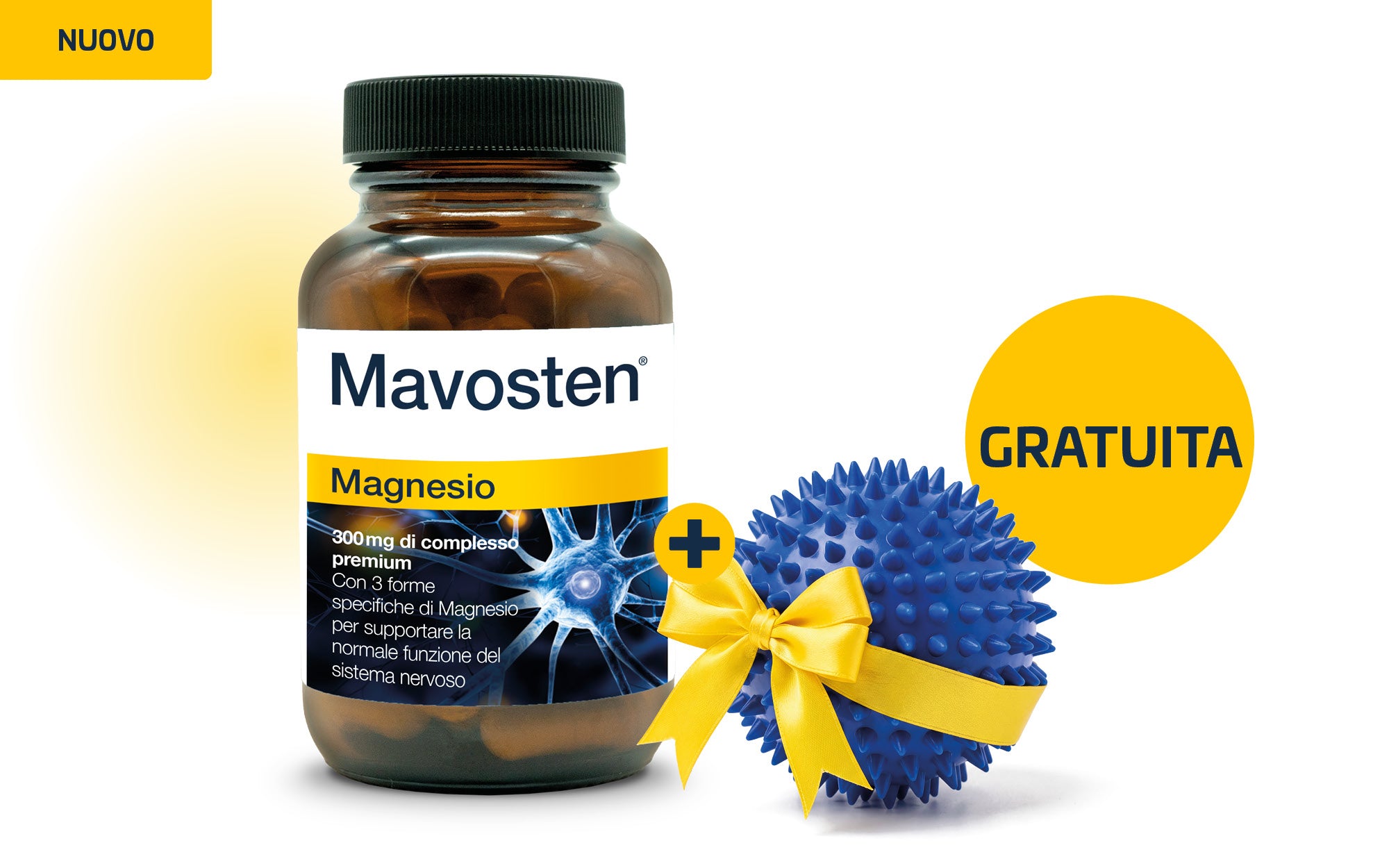 Mavosten Magnesio con palla da massaggio gratuita inclusa nel set